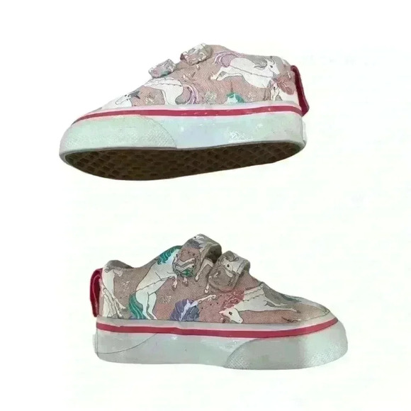 Vans Doheny Girls Unicorn Stars Pink Skater Skate Sneakers Baby Toddler Size 2 - Picture 2 of 4